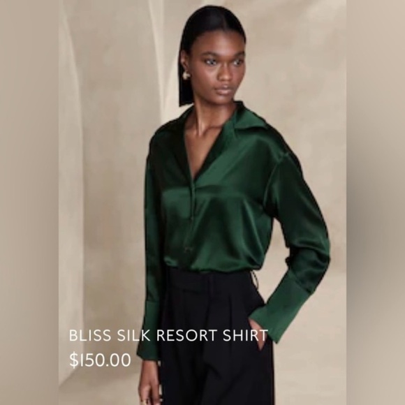 Banana Republic Tops - NWT Banana Republic BLISS SILK RESORT SHIRT Size: XL Emerald Green